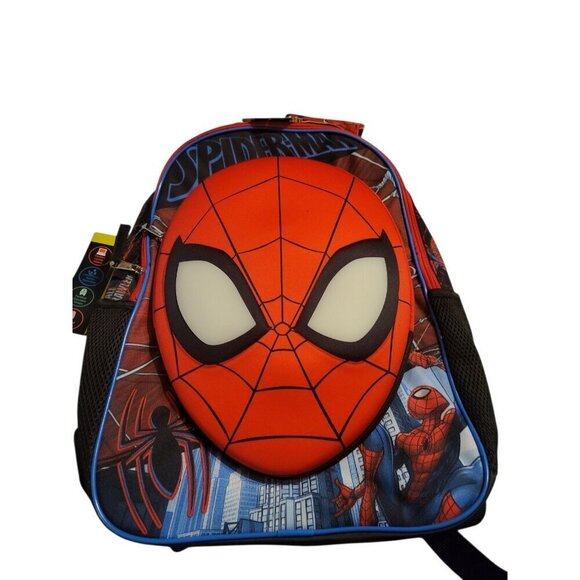 Marvel Spider-Man Mask Boy's Light-Up 17" Backpack, Black/Red, NWT - Picture 2 of 6